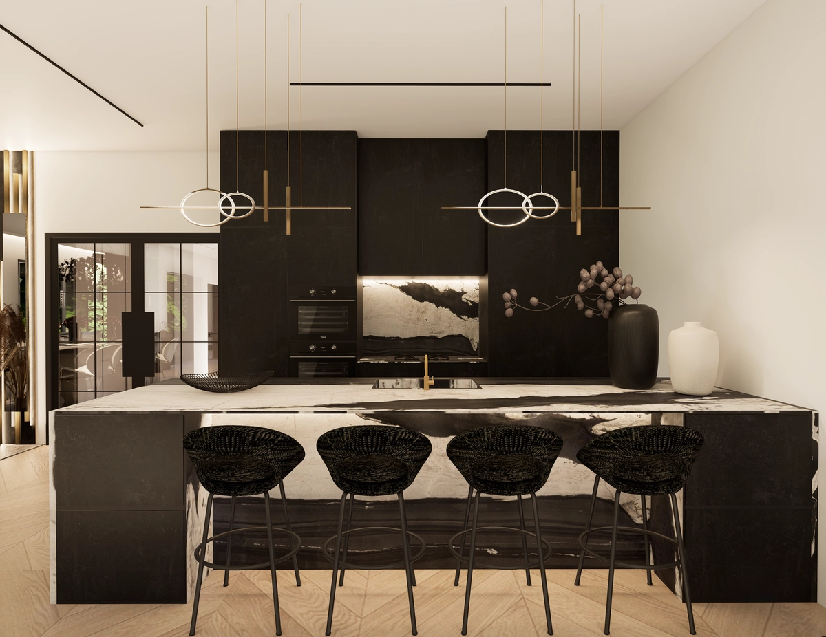 Monokromatski interijer snažnog karaktera i suvremene elegancije — prikaz interijera 15